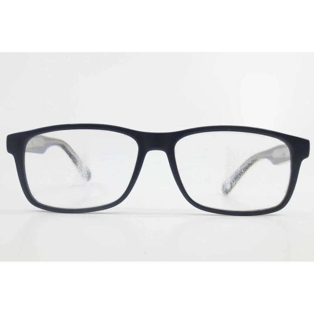 Modern Matte Black Rectangular Eyeglass Frames MP 20225 55-15-145 Silver Accents